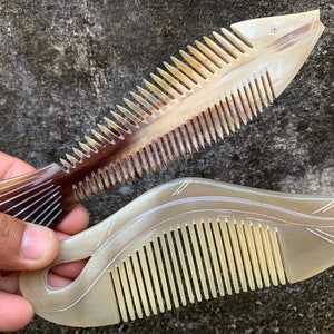 2 Combs From Buffalo Horn, Buffalo Horn Comb, Comb For Men, Comb For Girls, Comb For Curly Hair, Comb For Beard, Fish comb, handcrafted comb image 7