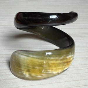 Handmade Buffalo Horn Bangle Bracelet: Spiral Snake Jewelry