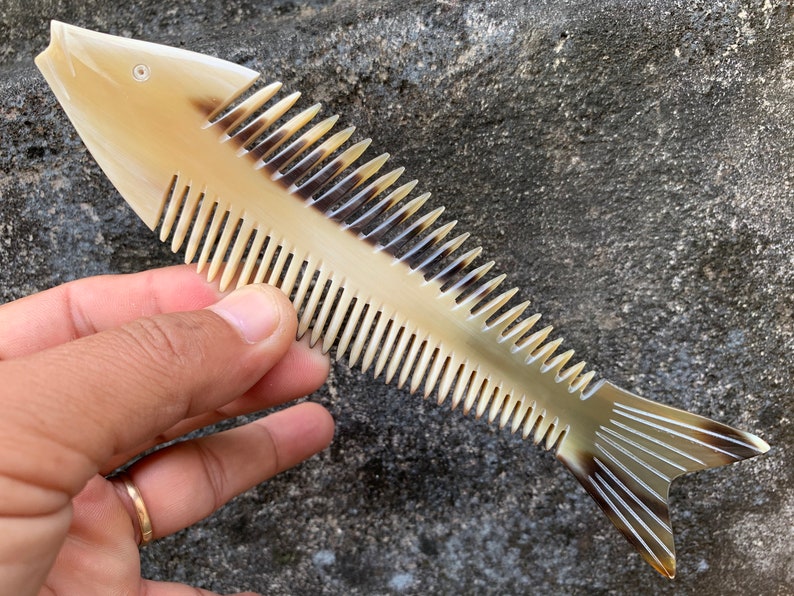 2 Combs From Buffalo Horn, Buffalo Horn Comb, Comb For Men, Comb For Girls, Comb For Curly Hair, Comb For Beard, Fish comb, handcrafted comb image 4