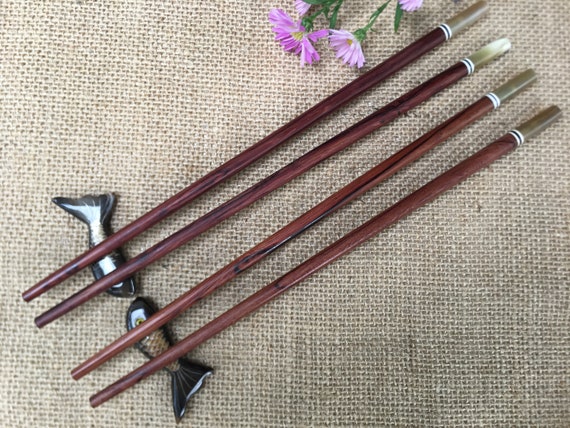 Combo 2 Chopsticks Set With Rests: 2 Pairs of Rosewood