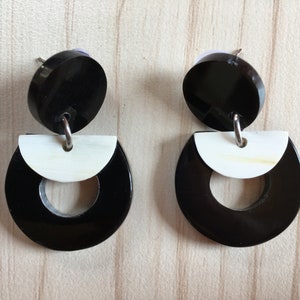 Büffelhorn Ohrringe, Handarbeit Büffel Horn Ohrringe, Boho Ohrringe, Geometrische Ohrringe, Tropfen Ohrringe Büffel Horn Schmuck