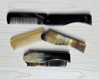 Pocket Folding Comb From Buffalo Horn, Mini Hair Comb, Beard comb