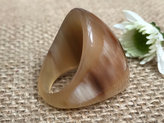Size 9.5 Natural Buffalo Horn Chunky Ring Horn Ring black and white ring Boho Ring Gift for her Buffalo Horn Jewelry Horn Jewelry