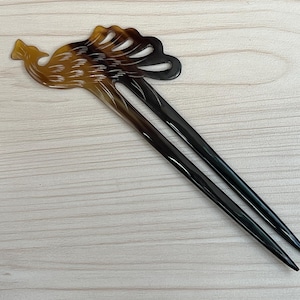 Peacock Buffalo Horn Hair Fork: Natural Hair Stick