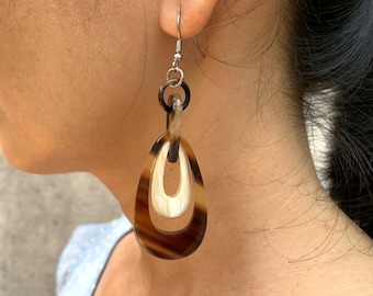 Buffalo Horn Earrings, Buffalo horn Jewelry, Matisse Earrings, Statement Earrings, Matisse Inspiration Earrings