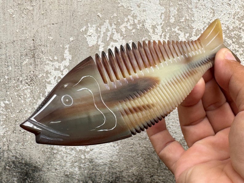 Mahogany Color Fish Comb From Buffalo Horn, Comb for Hair, Wedding Comb ...