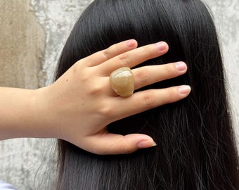 Horn ring, Chunky ring, Gift for her - Size 10.5