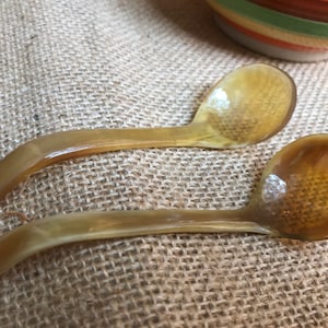 2 Tiny Spice Spoons, Buffalo Horn Sugar Spoon, Buffalo Horn Scoop, Horn Teaspoon, Horn Spice Spoons, Spice Spoon Set