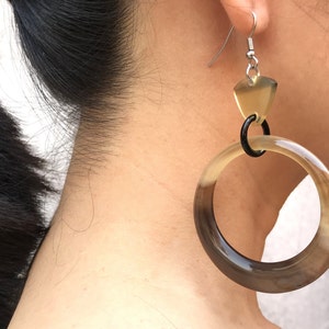 Buffalo Horn Earrings, Buffalo horn Jewelry, Matisse Earrings, Statement Earrings, Matisse Inspiration Earrings