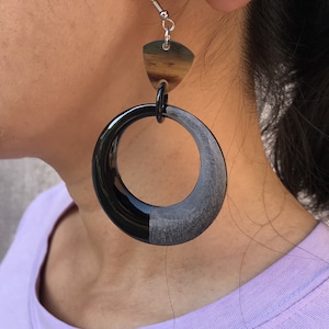 Buffalo Horn Ohrringe, Büffelhorn Schmuck, Matisse Ohrringe, Statement Ohrringe, Matisse Inspiration Ohrringe