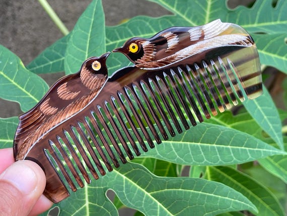 バッファローホーン鳥毛コーム、ヘア用コーム、ホーンコーム、静電気