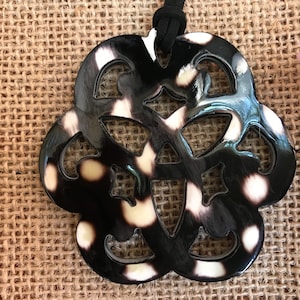 Buffalo Horn and Lacquer Pendant, Buffalo Horn and Lacquer Jewelry, Horn Lacquer Necklace, Handmade Pendants, Handcrafted Horn Pendants