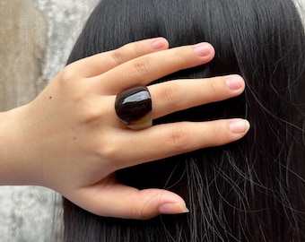 Buffalo Horn Chunky Ring, Handmade Horn Ring, Gift for her - Size 10