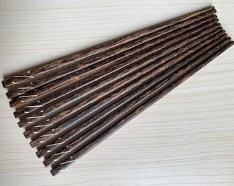 Set 5 Pairs of Coconut Chopsticks with Elegant Music Note Symbol Inlaid, handmade chopsticks, handcrafted chopsticks, chopstick set