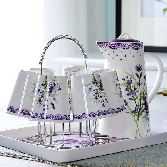9pcs/set, bone china coffee kettle with cups, teapot ceramic espresso cup, coffee pitcher, pour over, wedding favors and gifts