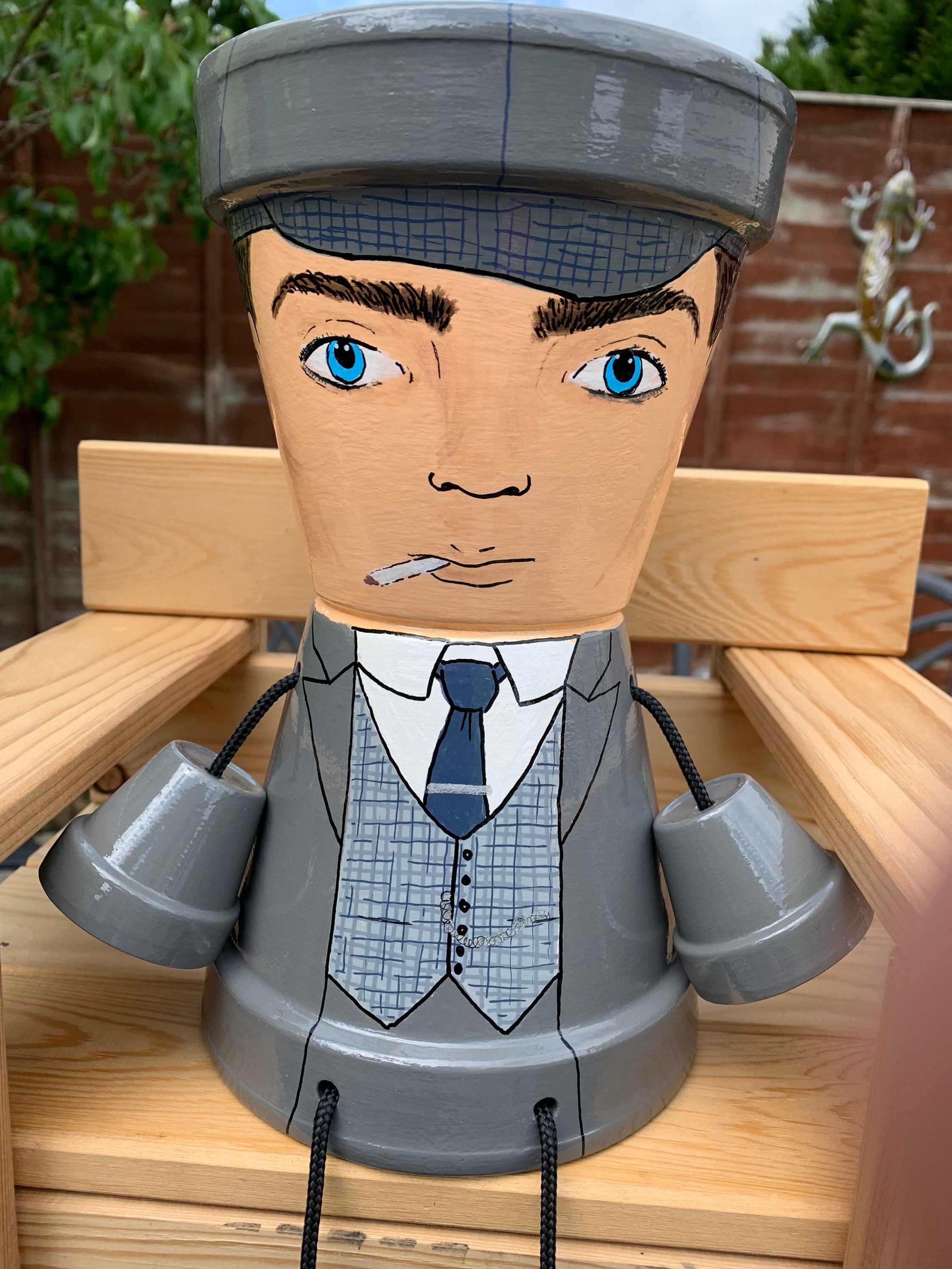 Peaky Blinders inspired Tommy Hand Painted Pot Person Garden Etsy