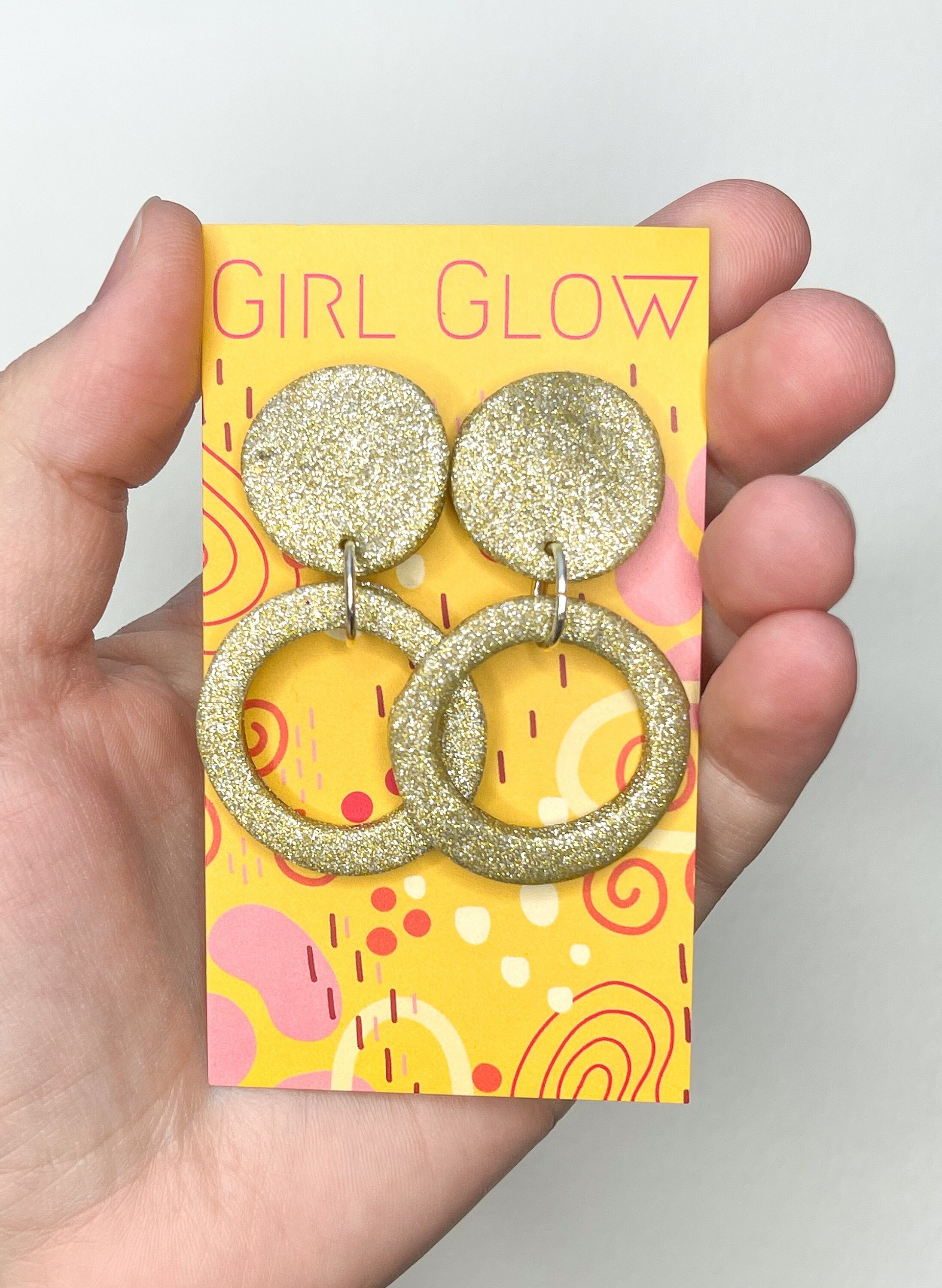 Gold glitter polymer clay earrings Etsy