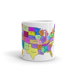 USA AMERICAN MUG, Map Mug, Usa Mug, American Map Mug, Usa American Map Ceramic 11oz Coffee Mug, American Mug, Office Mug