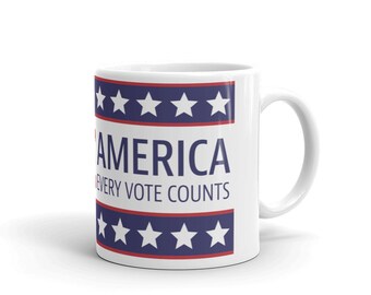 Vote, America, Vote Mug, Vote for America, Color Silhouette Mug, Kitchen Art Gift, Cake Gift, Office Gift Mug, 11oz, personalised gift