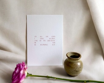 Knowing You – originele poëzieprint – A5