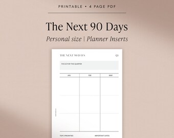 PERSONAL The Next 90 Days | Printable Planner Insert | Minimalist Planner Insert | Instant Download