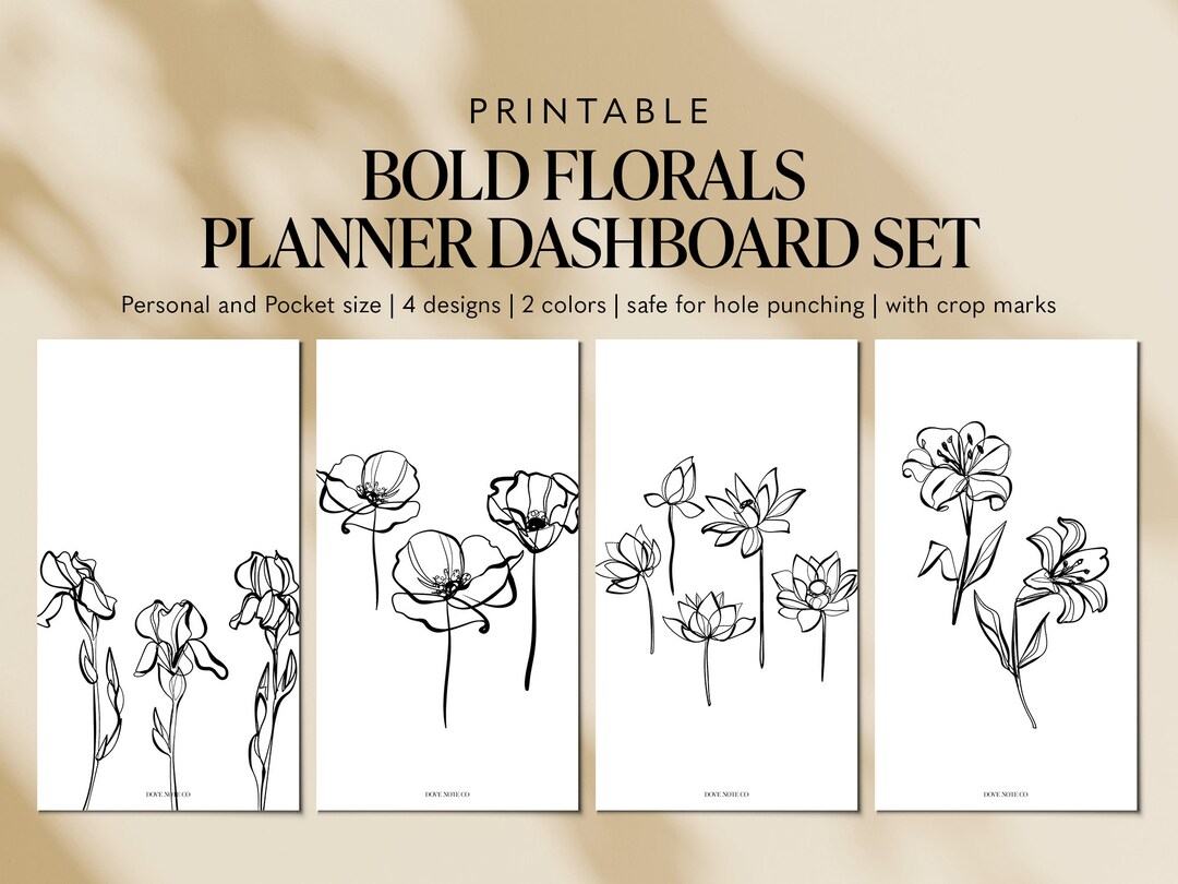 Personal Pocket Bold Florals Planner Dashboard Set Printable Planner ...