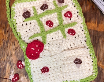Mushroom Tic-Tac-Toe Portable Game Set CROCHET PATTERN PDF Download