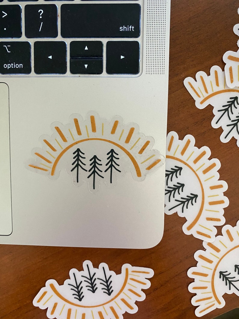 CLEAR Pine Tree Sun Sticker