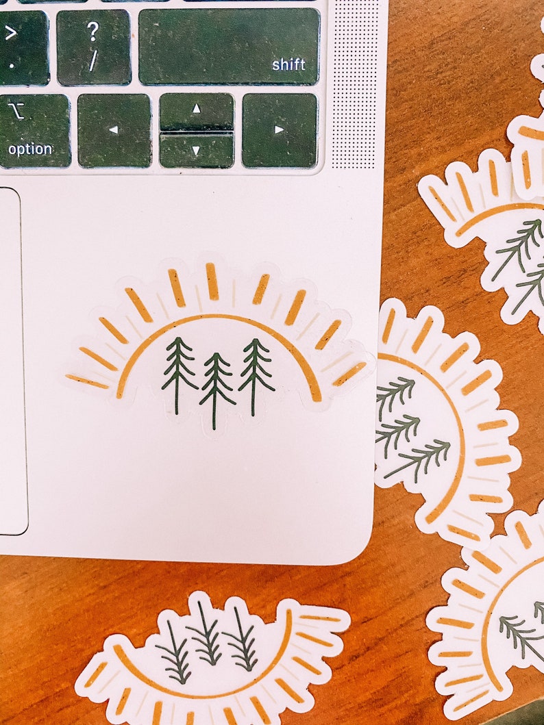 CLEAR Pine Tree Sun Sticker