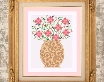 A Vase of Flowers Cross Stitch Pattern - PDF File Only