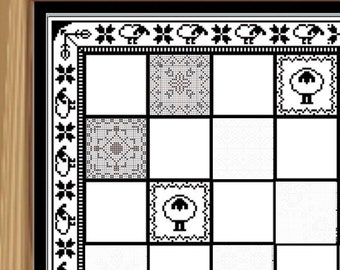 The Flock Part 4 Cross Stitch Chess Board SAL March 15  - 2021 PDF Pattern Only