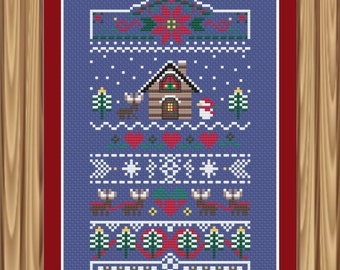 And Through the Woods Christmas Cross Stitch Sampler (PDF pattern file only)