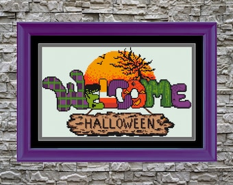 Welcome Halloween Cross Stitch Pattern (PDF File Only)