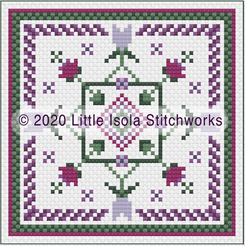 Wild Tulips Biscornu Cross Stitch Pattern PDF Pattern Only image 3