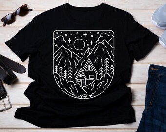 Starry Mountain Night Shirt – Outdoor Adventure Gift for Nature Lovers