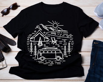 Van Camping Shirt, Travel Lover, Van Camper, Retro Shirt, Adventure, Mountains T-Shirt, Nature Lover Gift, Travel Shirt
