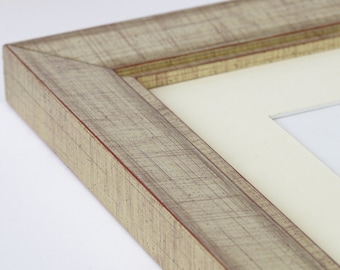 Brushed Silver Picture Frame: Distressed Red Undertones, Real Wood, Matboard & Acrylic