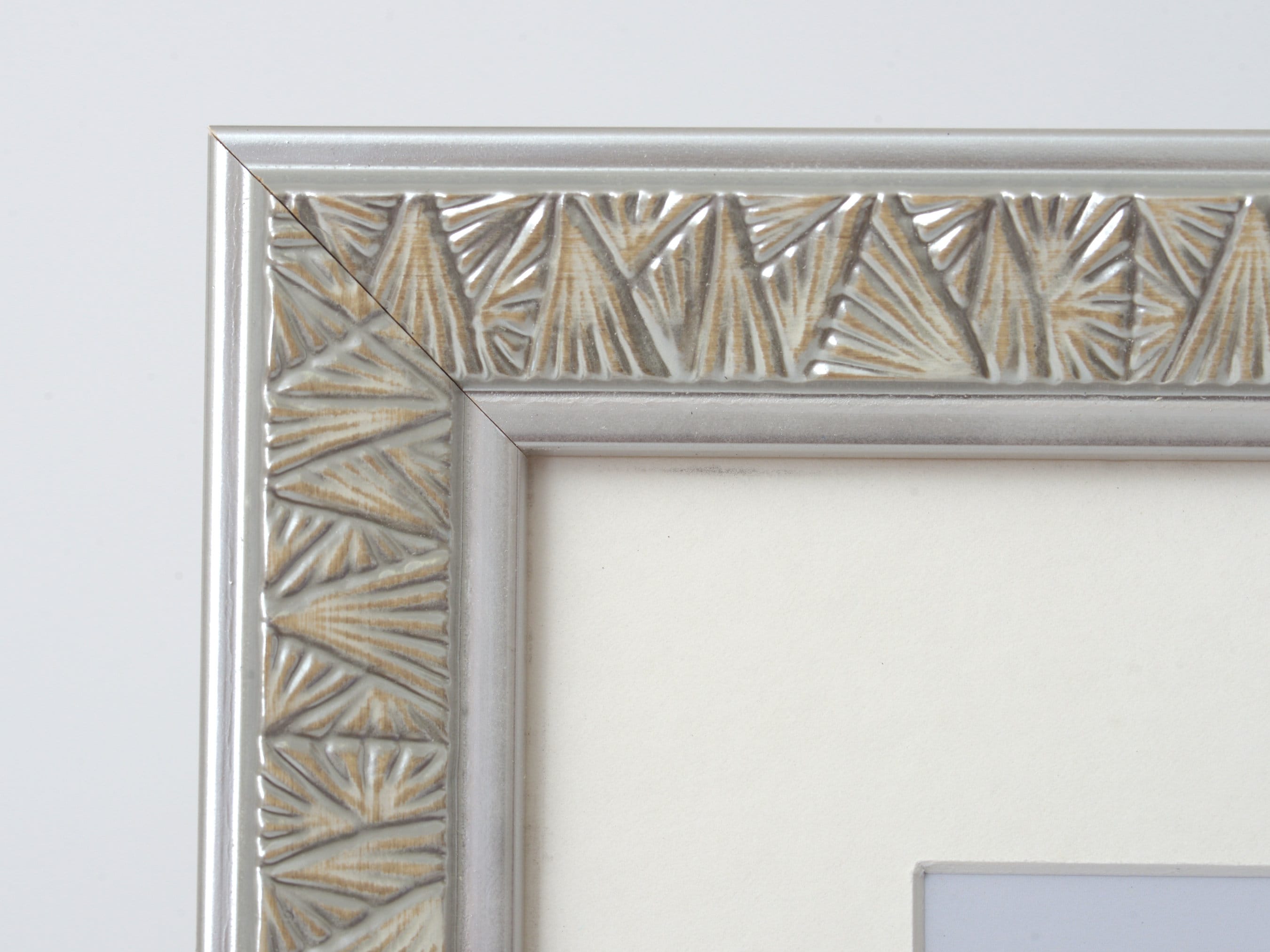Art Deco Embossed Frame: Silver, Gold, and White, with Matboard