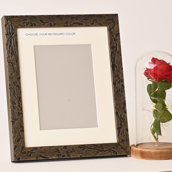 Embossed Grey Frame With Flat Profile | 8" X 10" | Picture Frame