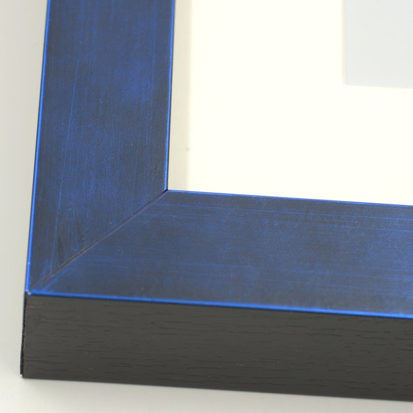 Blue Metallic Finish Wood Frame | 8x10, 11x14, 12x16, 16 x20 | Custom Sizes | Matboard and Acrylic Included | Real wood | Hand-assembled |