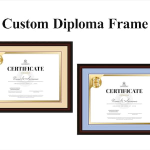 PMI Diploma Frame - Mahogany Wood Frame With Gold Accents For Project Management Institute Diplomas