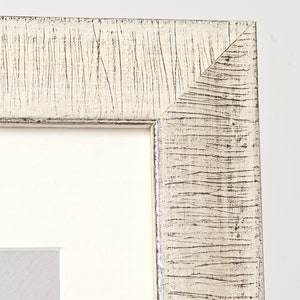 Distressed White Picture Frame: Silver Leaf Accents, Custom Sizes