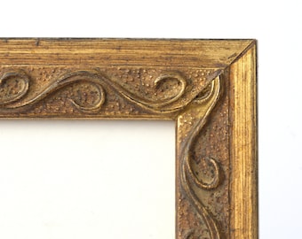 Gold Leaf Embossed Vine Wood Frame: Custom Sizes, Matboard & Acrylic