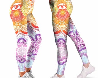 Kids Sloth Leggings \u2022 Sloth Gift for Girl; Kid Clothing; Toddler Pants; Clothes; Tights \u2022 Black