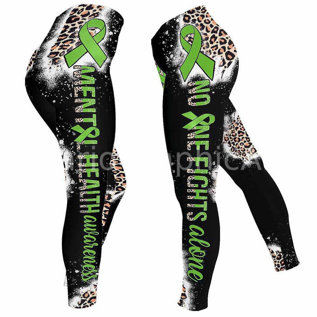 Mental Health Awareness Ribbon Leggings for Women. Leopard No Etsy