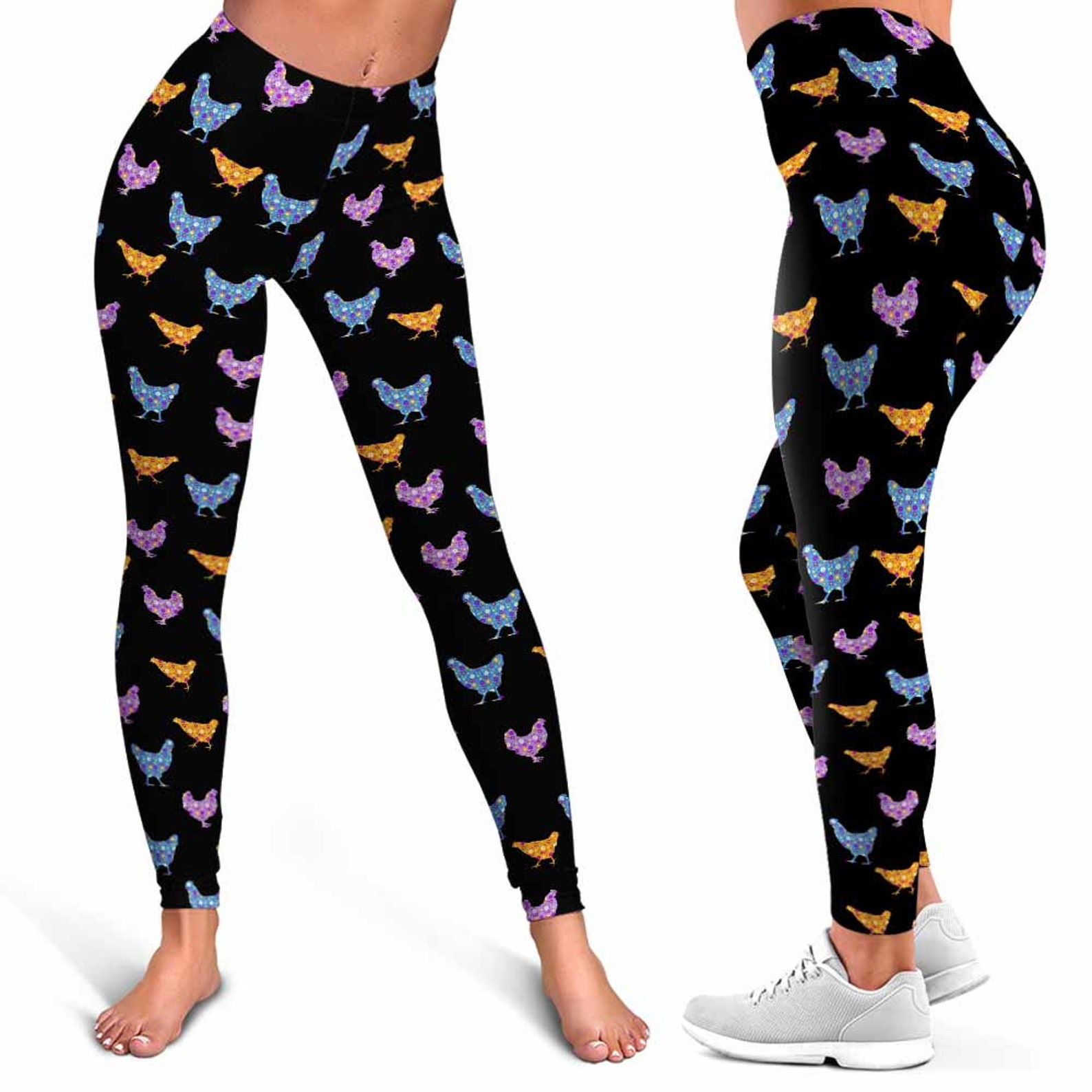 Chicken Leggings for Women. Chickens Cute Floral Chicken - Etsy