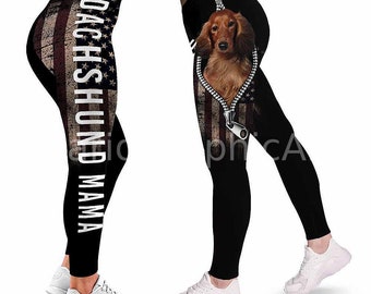 Queen of Cases Doxie Dachshund Dogs Fleece Leggings XS-3XL 