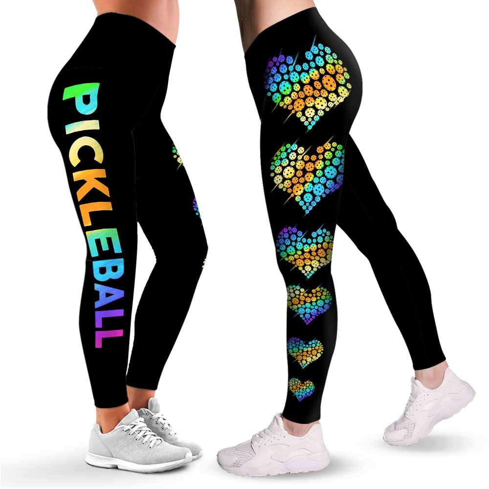Pickleball Leggings for Women. Pickleball Heart Straight Line Pattern  Printed Women Leggings. Yoga Pants Tights Pickleball Gift for Women 