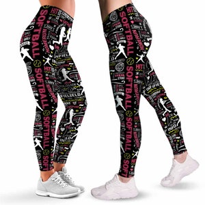 Softball Leggings for Women. Softball Batter Pitcher Catcher Pattern  Printed Women Leggings. Yoga Workout Custom Personalized Gift. -  Canada