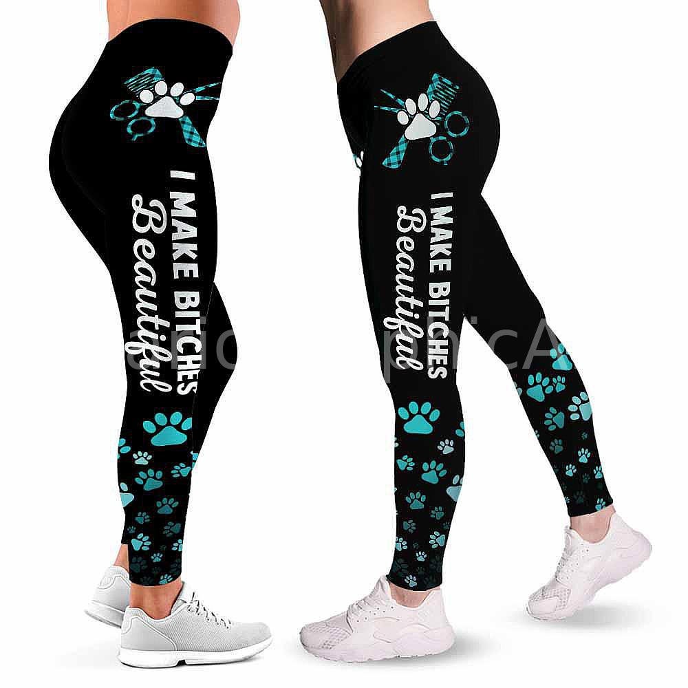 Hair Resistant Dog Grooming Leggings with TWO pockets & Custom Text on Left  Leg